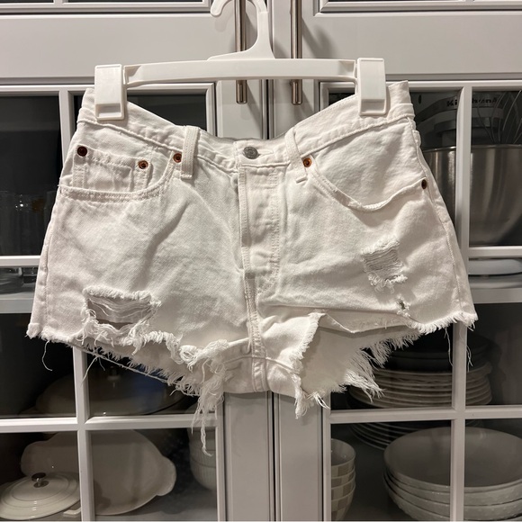 Levi's Pants - Levi's White Distressed Jean Shorts